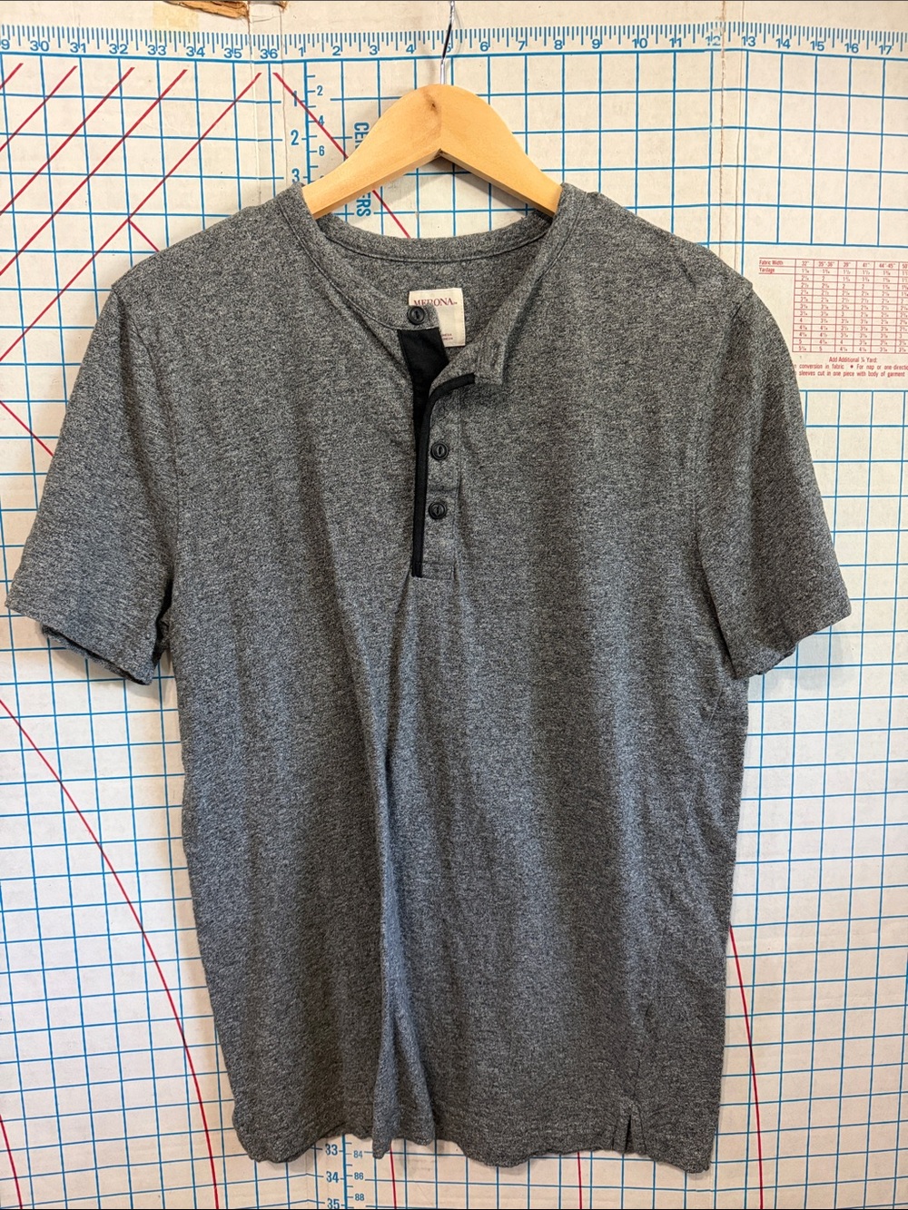 Merona Heather Gray Short-Sleeve Henley Tee